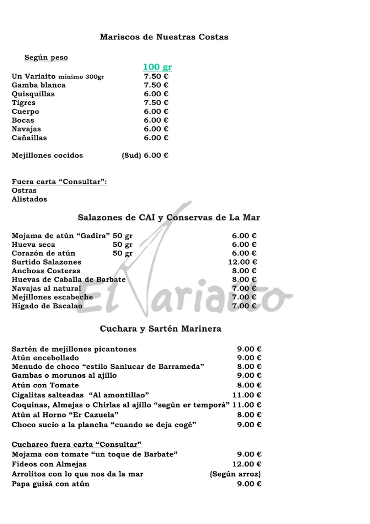 Menu_El Variaito | Freiduría | Marisquería| Cervecería | Bormujos_Bormujos_image_1