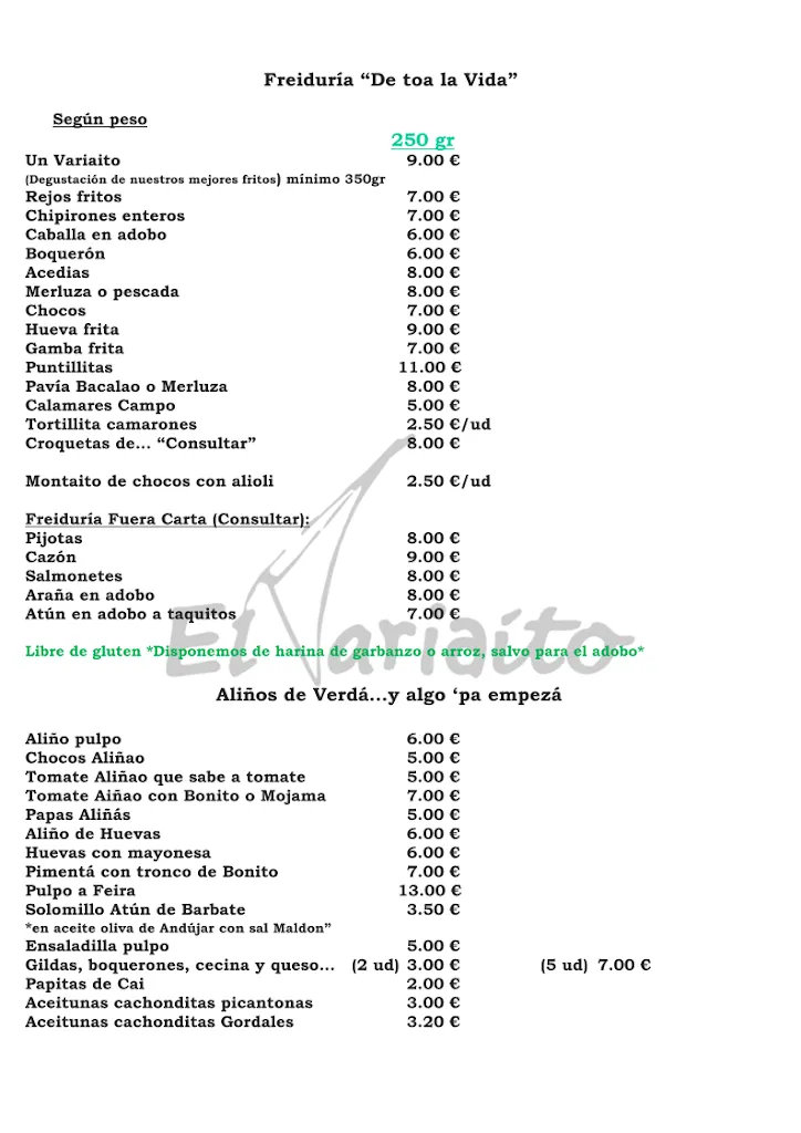 Menu_El Variaito | Freiduría | Marisquería| Cervecería | Bormujos_Bormujos_image_3