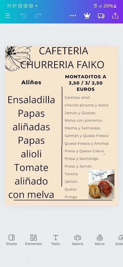 Menu_Cafetería Churrería Faiko_Bormujos_image_1