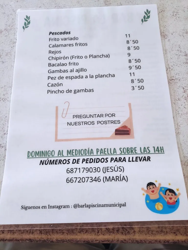 Menu_Bar De La Piscina_Cañada Rosal_image_2