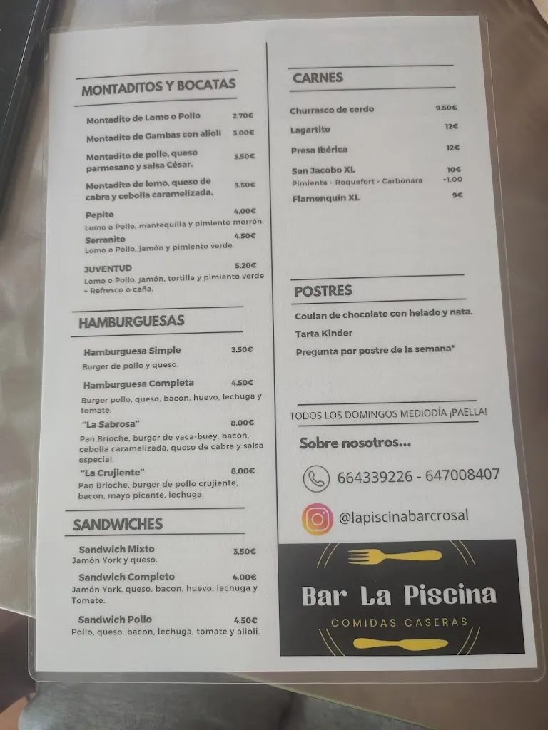 Menu_Bar De La Piscina_Cañada Rosal_image_3