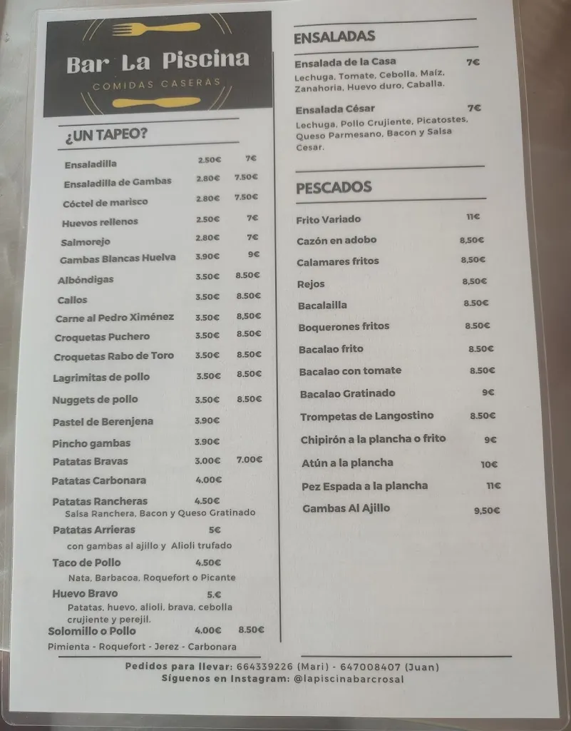 Menu_Bar De La Piscina_Cañada Rosal_image_4