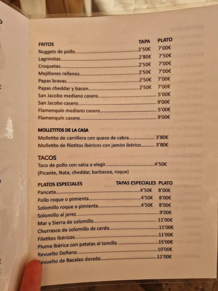 Menu_Bar cafetería Doñana_Cañada Rosal_image_1