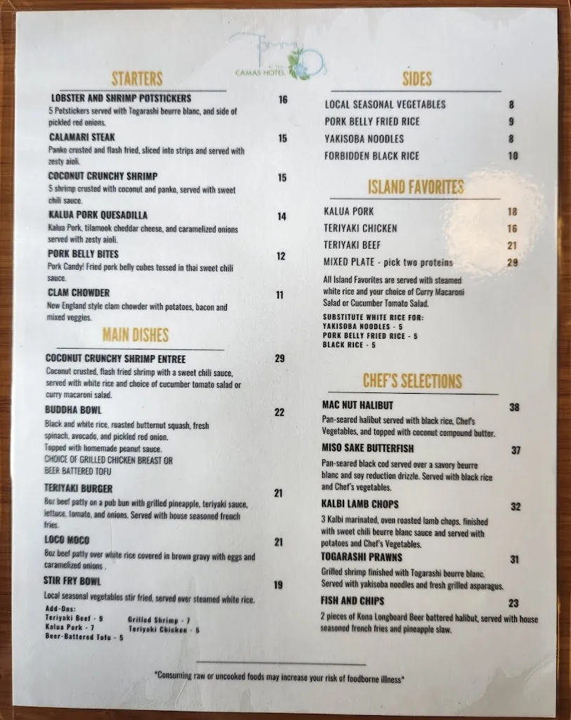 Menu_Tommy O's @ The Camas Hotel_Camas_image_2