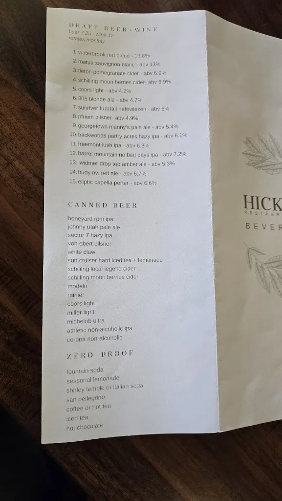 Menu_Hickory Restaurant + Bar_Camas_image_2