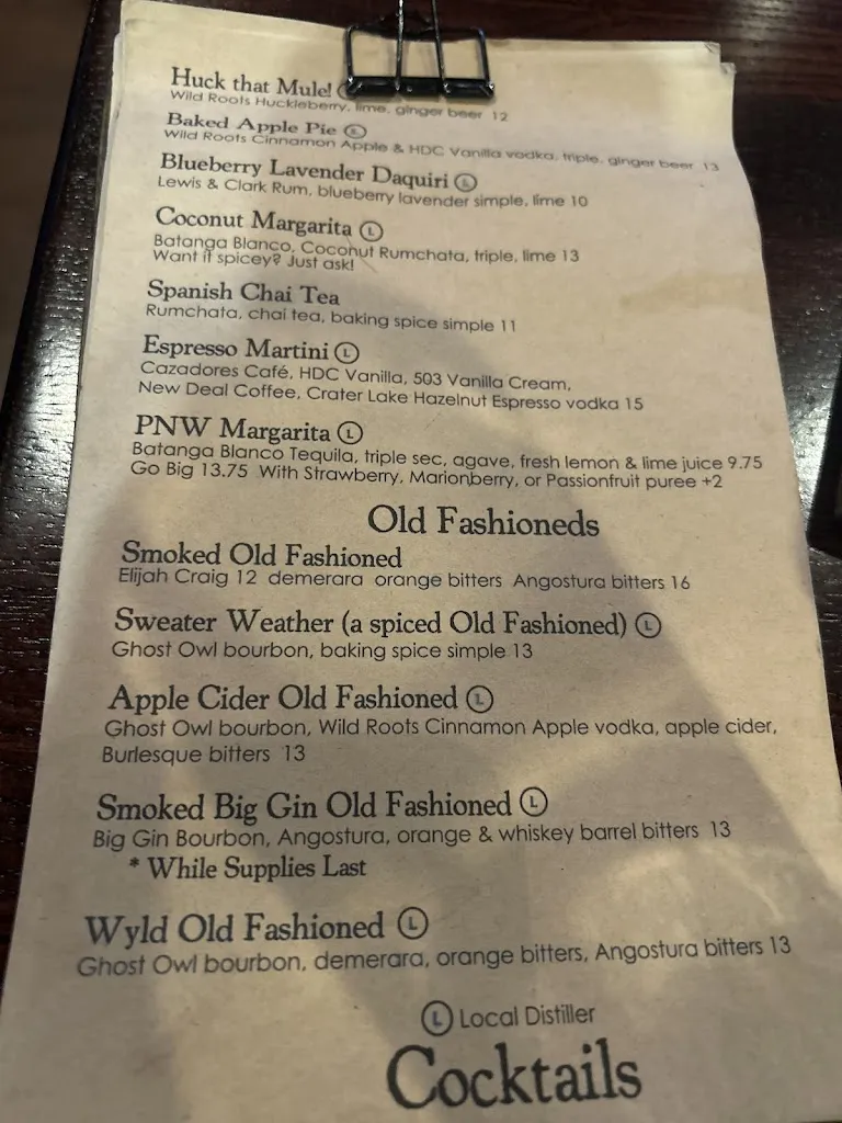 Menu_Wyld Pines Bar & Restaurant_Camas_image_4