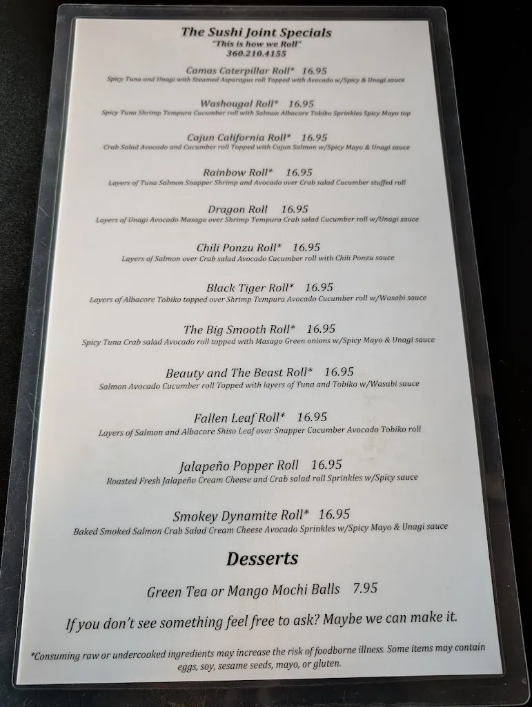 Menu_The Sushi Joint_Camas_image_4