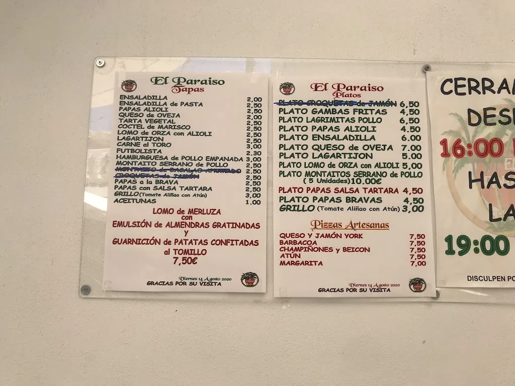 Menu_EL PARAISO Cafeteria Bar_Carrión de los Céspedes_image_1