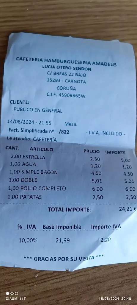 Alberto Duran Ogueta_Bar Amadeus_Carnota_review