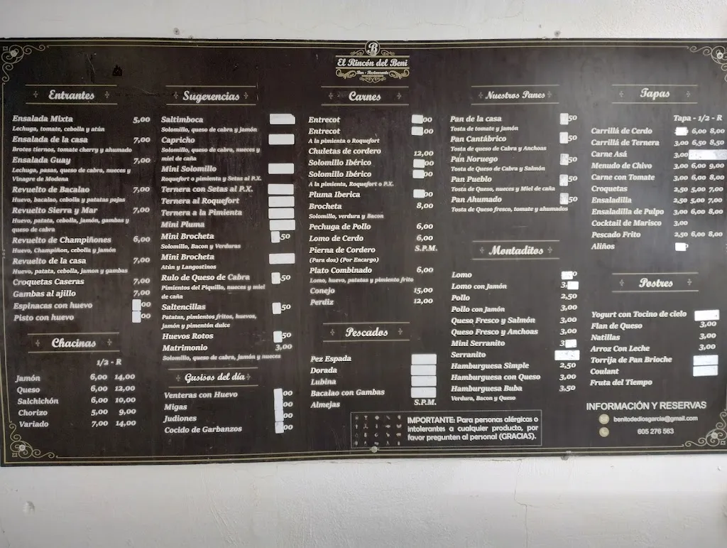 Menu_Bar El Rincón de Beni_Castilblanco de los Arroyos_image_1