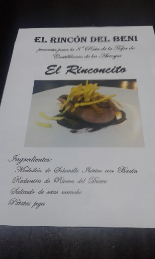 Menu_Bar El Rincón de Beni_Castilblanco de los Arroyos_image_2