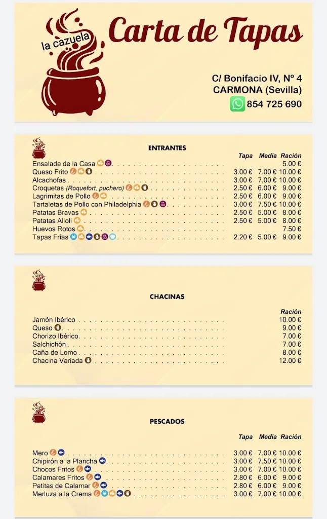 Menü_Bar La Cazuela_Carmona_Bild_2