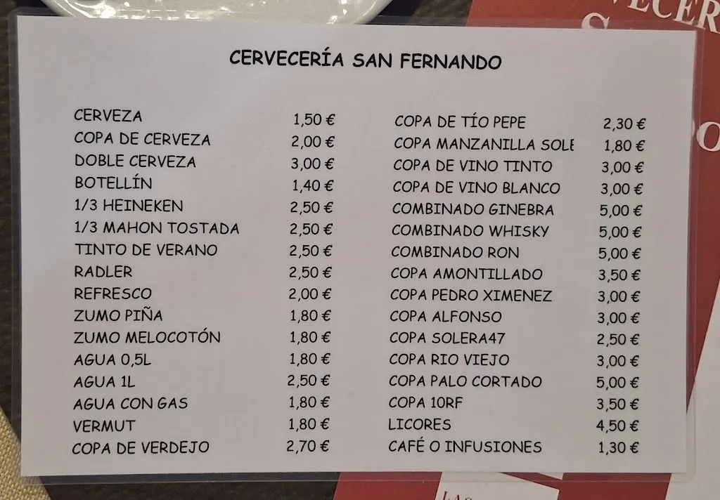 Menü_Cerveceria San Fernando_Carmona_Bild_4