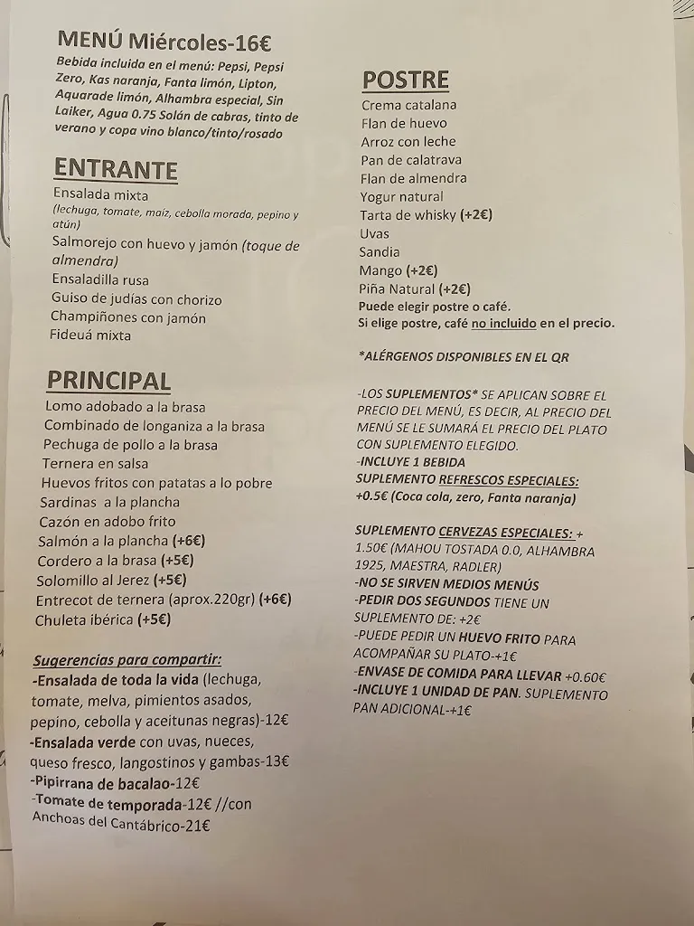 Menu_Hotel Restaurante Casa Lorenzo_Chirivel_image_1
