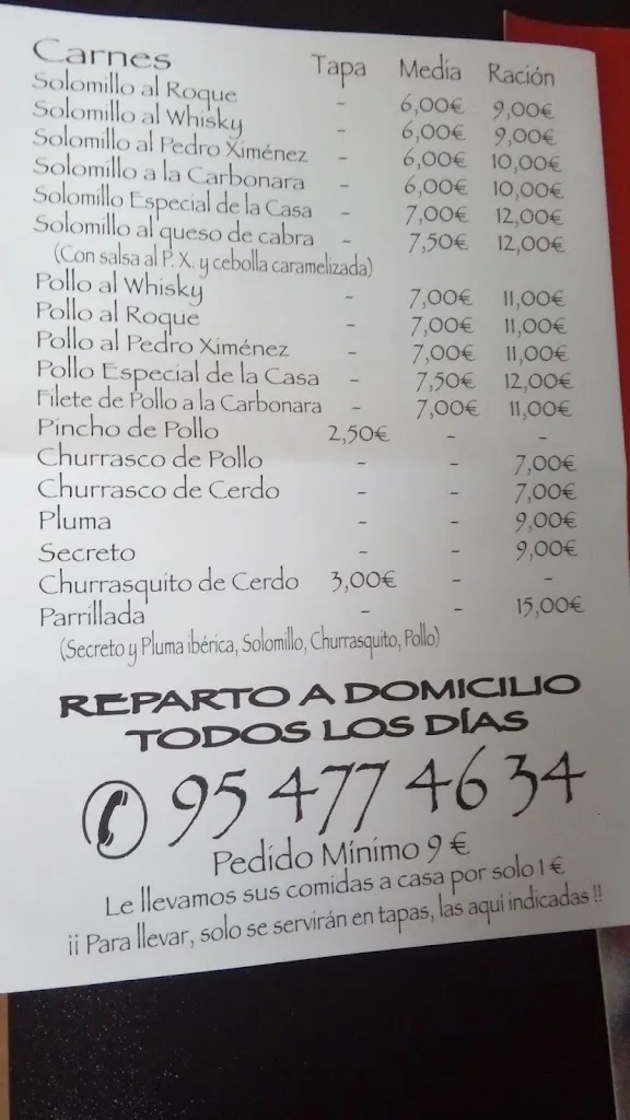 Menu_Bar la Rueda_Coria del Río_immagine_2