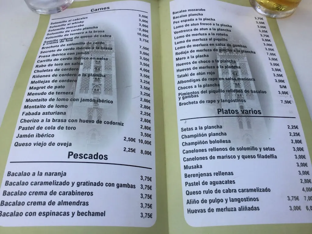 Menu_Bar Giralda_Coria del Río_image_3