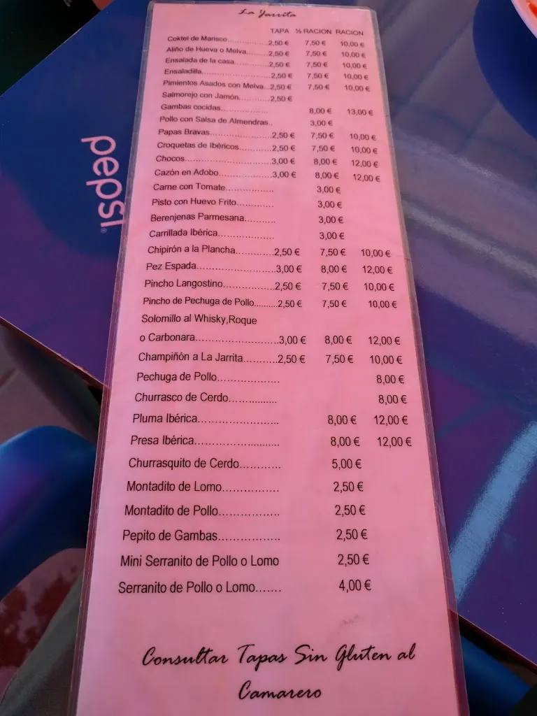 Menu_Bar La Jarrita_Coria del Río_image_2
