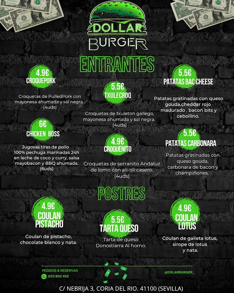 Menü_🍔💲Dollar Burger 💲🍔_Coria del Río_Bild_2