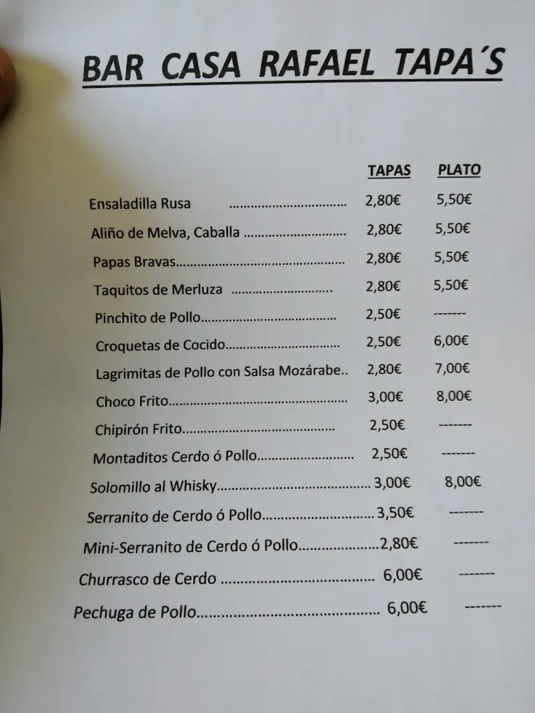 Menu_Bar Casa Rafael 