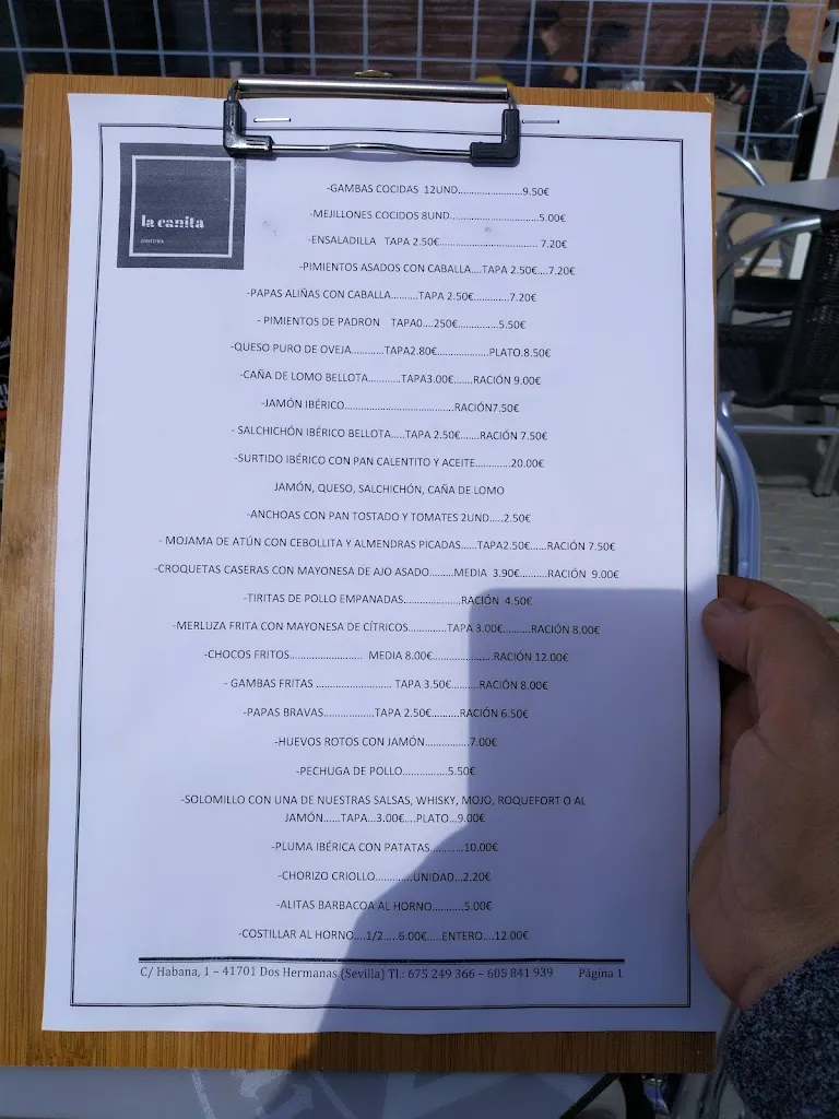 Menu_Bar restaurante La Canita_Dos Hermanas_image_1