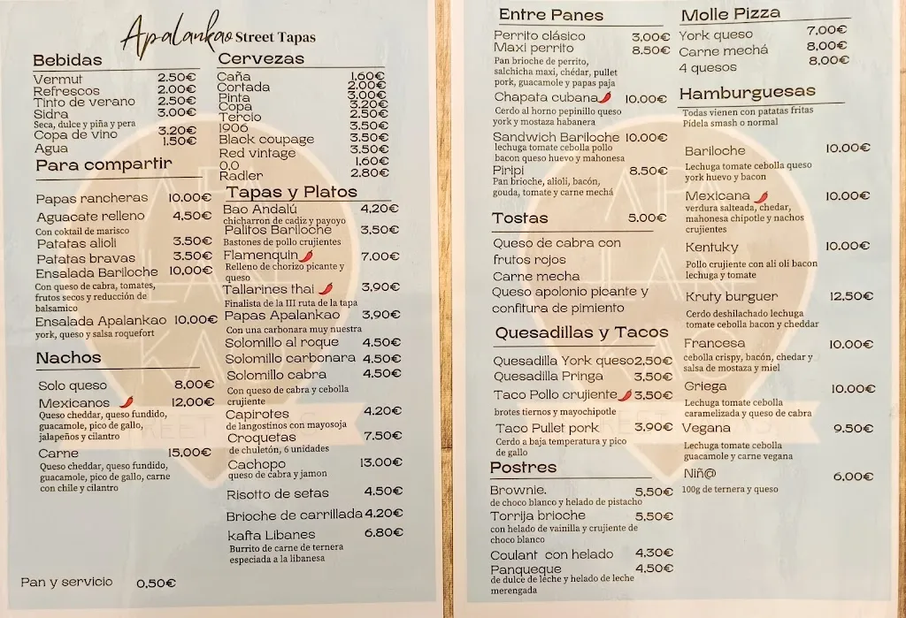 Menu_Pastelería Bariloche Apalankao Street Tapas_Espartinas_image_1