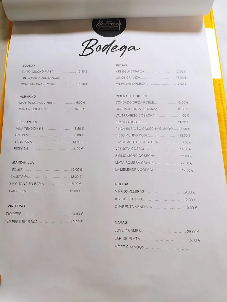 Menu_Bar restaurante Casa Carmona_Écija_image_1