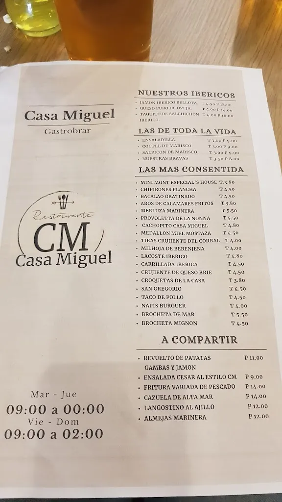 Menu_Gastrobar Restaurante Casa Miguel_Écija_image_1