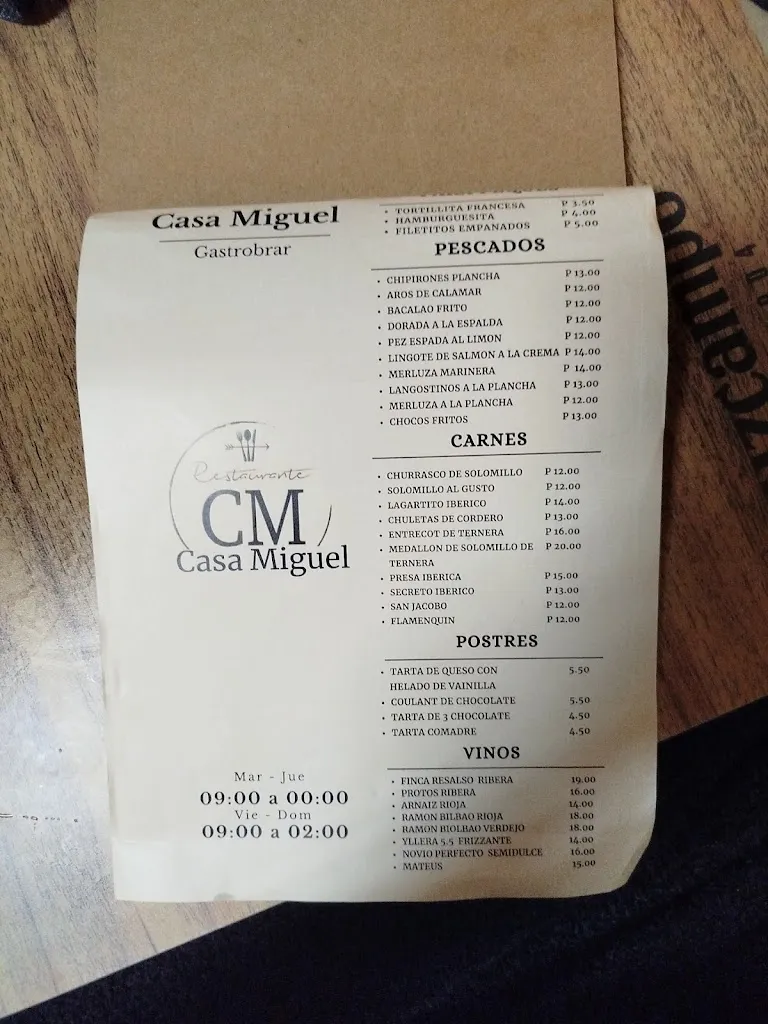 Menu_Gastrobar Restaurante Casa Miguel_Écija_image_4