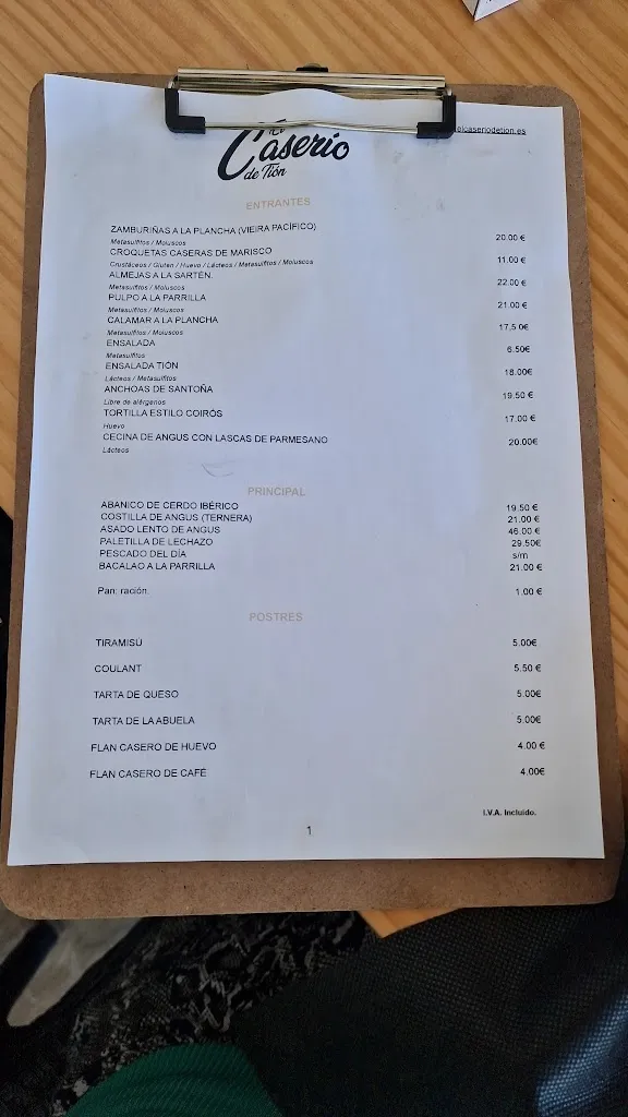 Menu_Restaurante El Caserío De Tion_Coirós_immagine_1