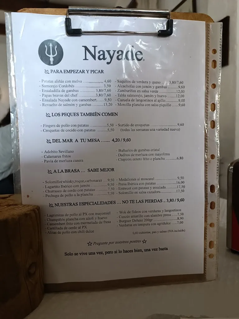 Menü_Bar Nayade. Tapas y Vinos_Gelves_Bild_1