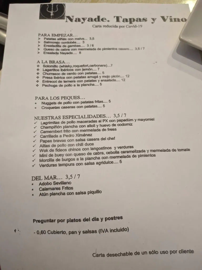 Menü_Bar Nayade. Tapas y Vinos_Gelves_Bild_4