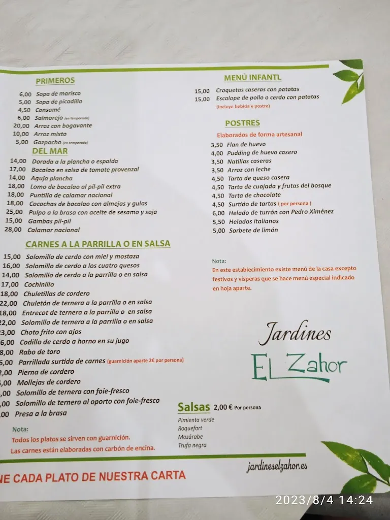 Menu_Restaurante El Zahor_Alicún_immagine_4