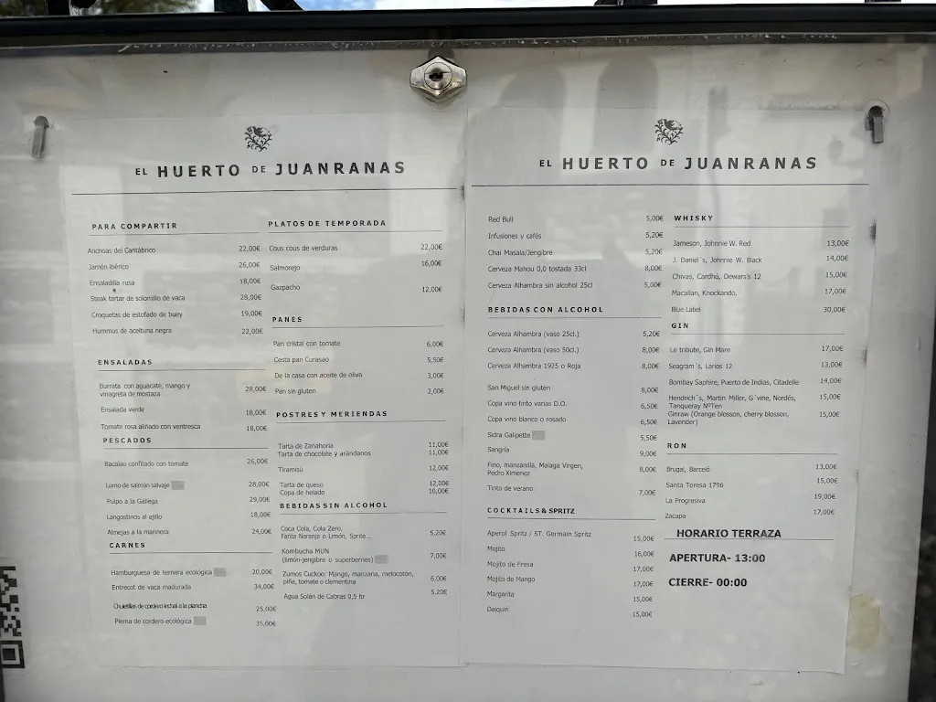 Menu_El Huerto de Juan Ranas, La Terraza._Alicún_image_3