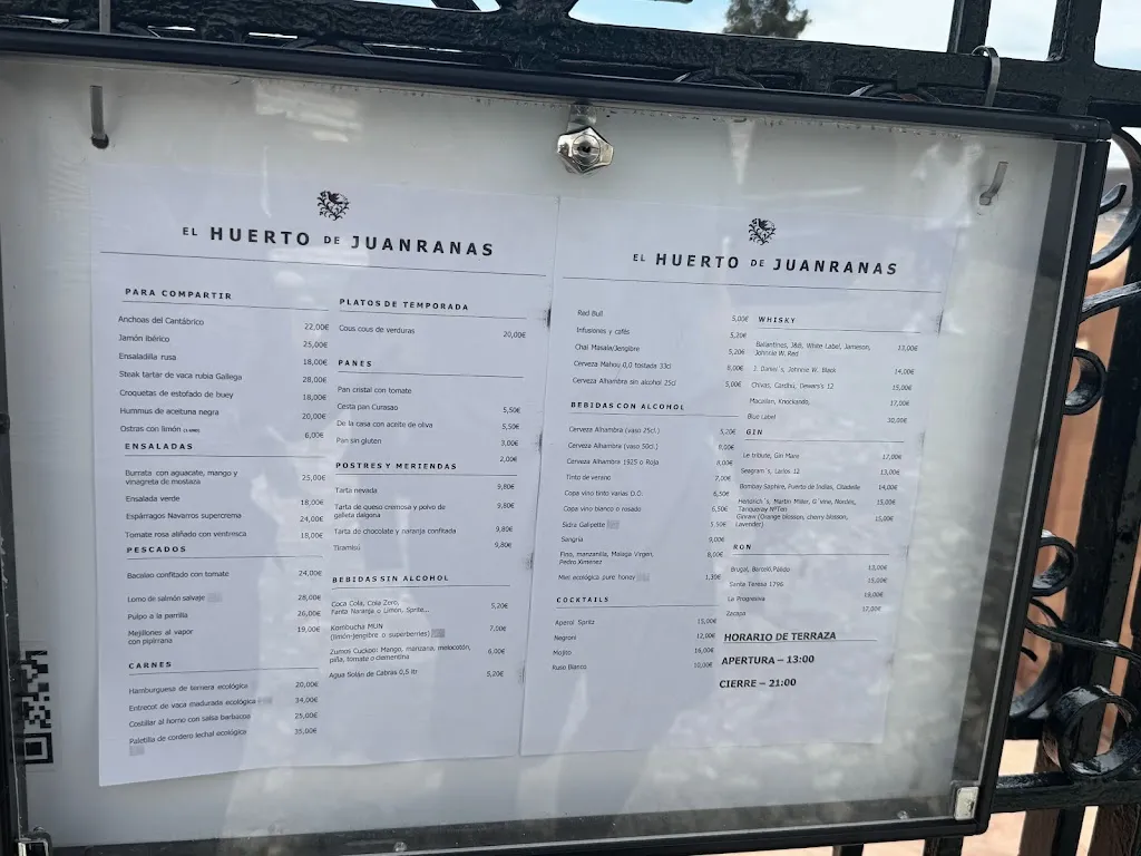 Menu_El Huerto de Juan Ranas, La Terraza._Alicún_image_4