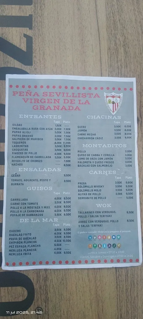 Menu_Peña Sevillista Virgen de la Granada Guillena_Guillena_image_1