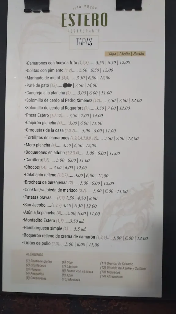 Menu_Restaurante Estero_Isla Mayor_image_1