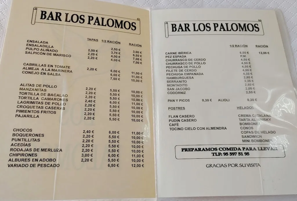 Menu_Bar Los Palomos_Lebrija_image_1