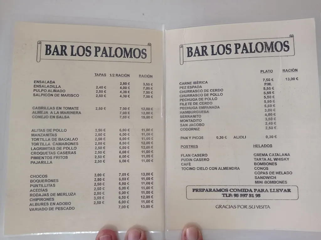 Menu_Bar Los Palomos_Lebrija_image_2