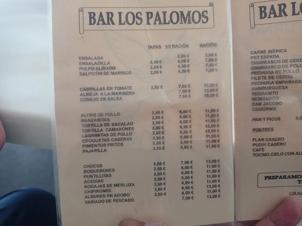 Menu_Bar Los Palomos_Lebrija_image_3