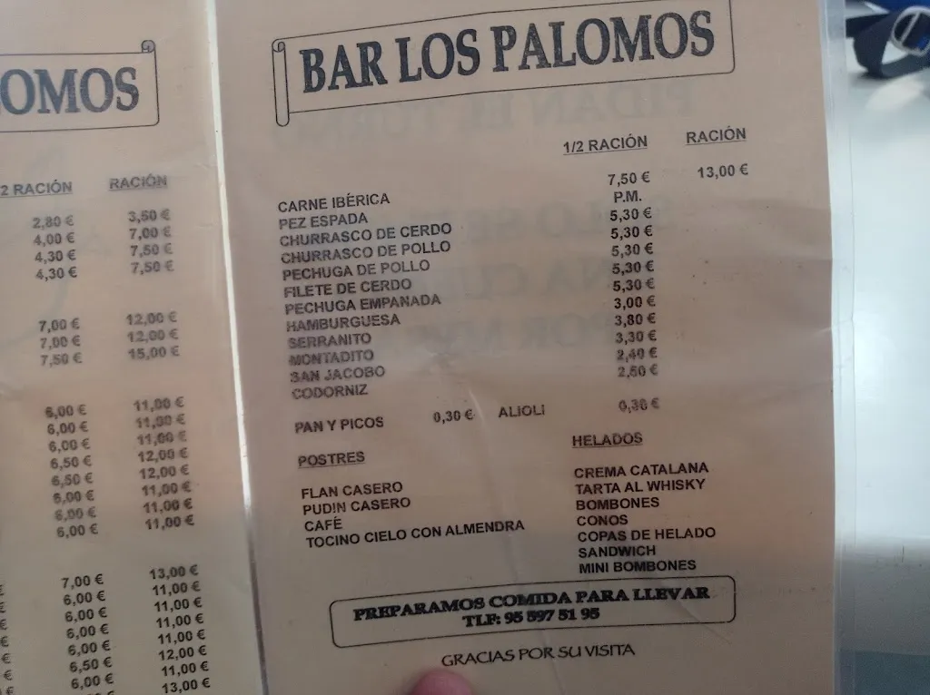 Menu_Bar Los Palomos_Lebrija_image_4