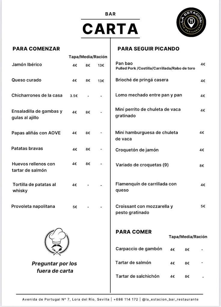 Menu_Bar Restaurante La Estación_Lora del Río_image_1