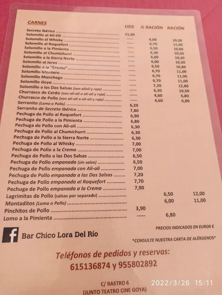 Menu_BAR CHICO LORA DEL RIO_Lora del Río_image_2