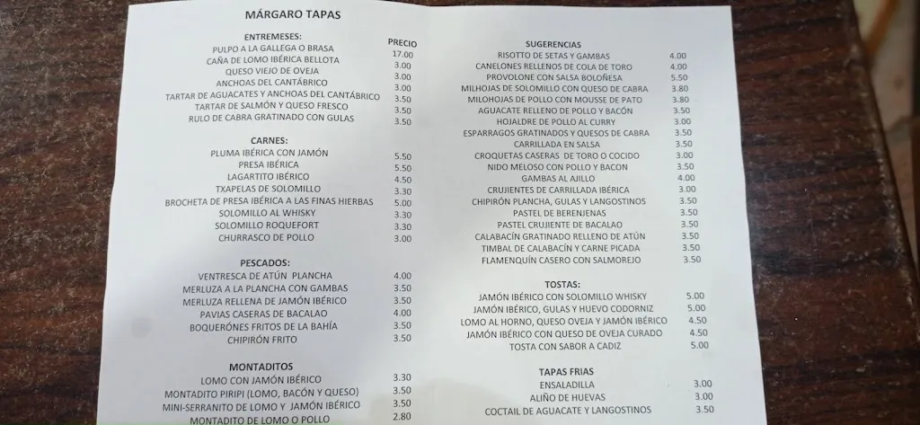 Menu_Bar restaurante Márgaro Tapas_Lora del Río_image_2