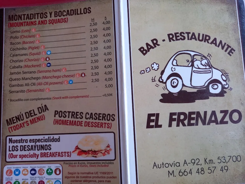 Menu_Bar Restaurante El Frenazo_Marchena_image_2