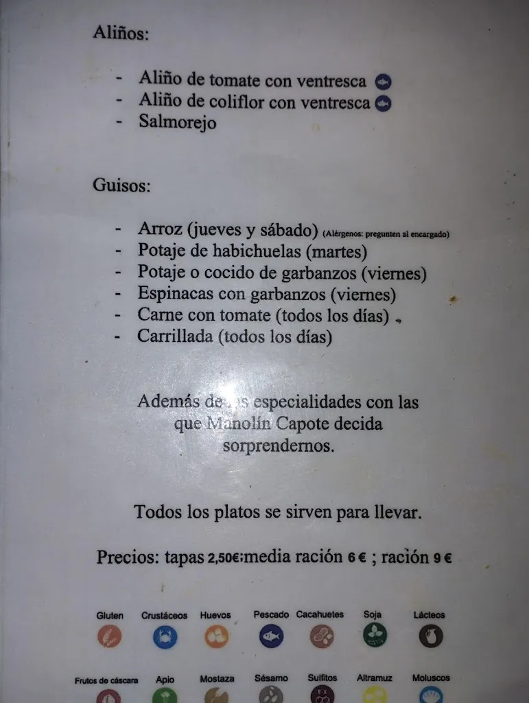 Menu_Bar Casa Capote_Mairena del Alcor_image_3