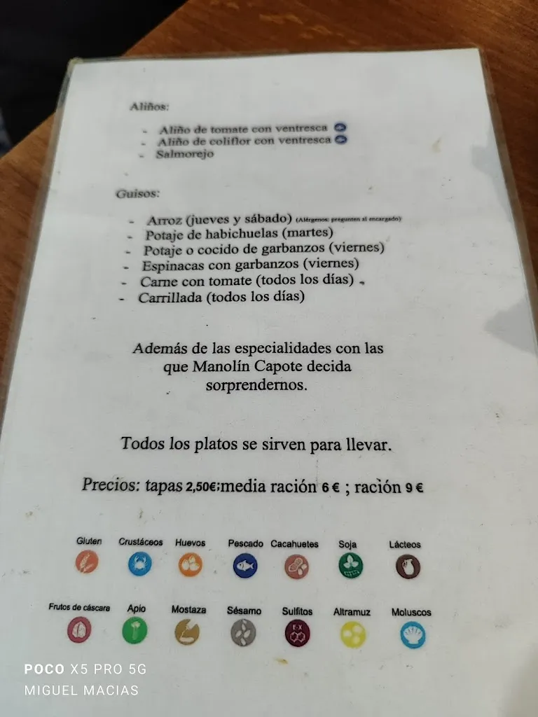 Menu_Bar Casa Capote_Mairena del Alcor_image_4