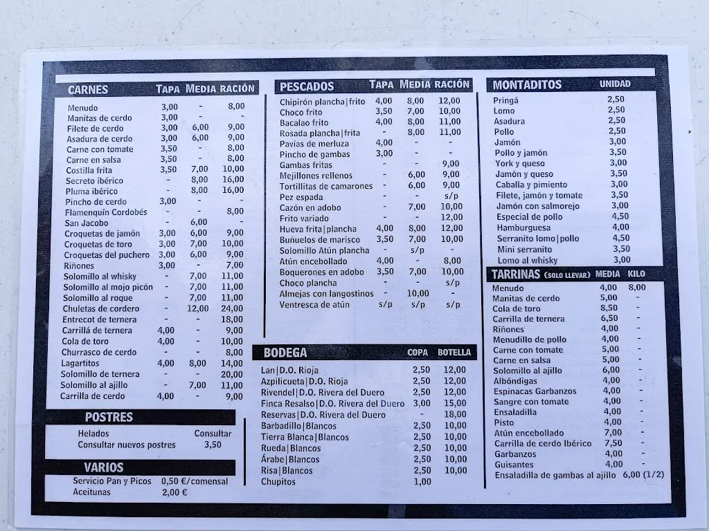 Menu_Bar Casa Oliva_Mairena del Alcor_image_1