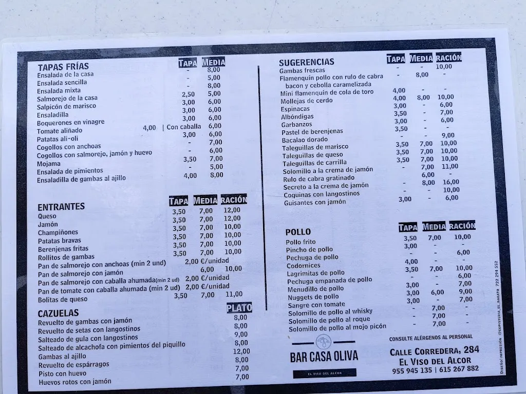 Menu_Bar Casa Oliva_Mairena del Alcor_image_2