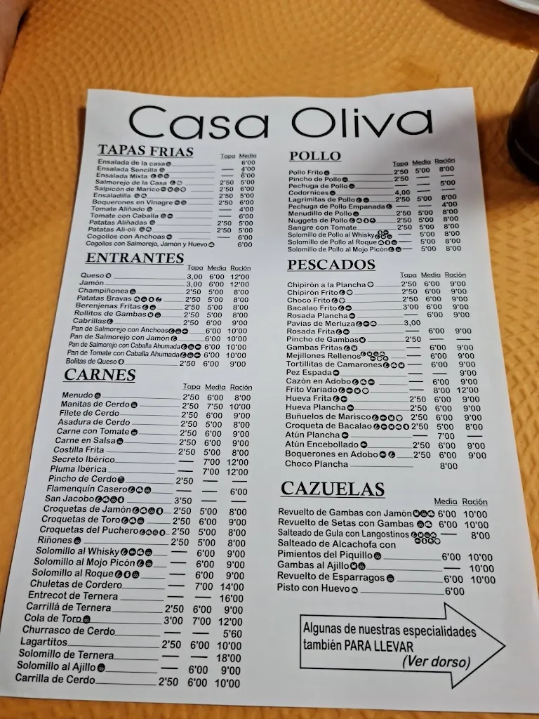 Menu_Bar Casa Oliva_Mairena del Alcor_image_4