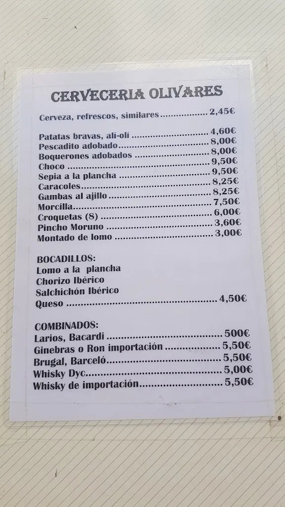 Menu_Cervecería Olivares_Olivares_image_1